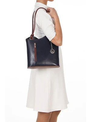 Lia Biassoni Skórzana torebka w kolorze granatowym - 28 x 55 x 9 cm rozmiar: onesize