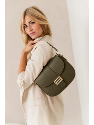 Lia Biassoni Skórzana torebka w kolorze khaki - 27 x 22 x 7 cm rozmiar: onesize