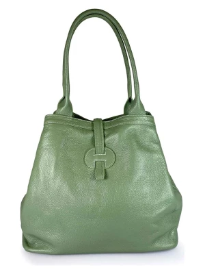 Lia Biassoni Skórzana torebka w kolorze zielonym - 38 x 22 x 6 cm rozmiar: onesize