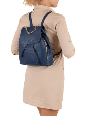 Lia Biassoni Skórzany plecak "Imera" w kolorze granatowym - 30 x 32 x 13 cm rozmiar: onesize