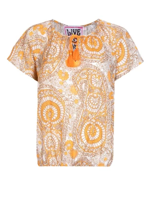 LIEBLINGSSTÜCK Bluzka "Rava" w kolorze beżowo-biało-pomarańczowym rozmiar: 42