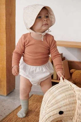 Liewood czapka bawełniana niemowlęca Rae Baby Anglaise Sun Hat With Ears kolor beżowy z cienkiej dzianiny bawełniana