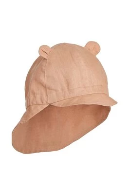 Liewood czapka z domieszką lnu dziecięca kolor beżowy gładka