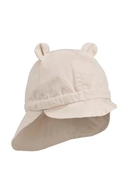 Liewood czapka z domieszką lnu dziecięca kolor beżowy gładka