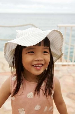 Liewood kapelusz bawełniany dziecięcy Amelia Seersucker Sun Hat With Ears kolor fioletowy bawełniany