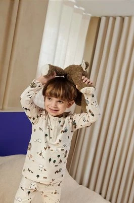 Liewood piżama bawełniana dziecięca kolor beżowy gładka
