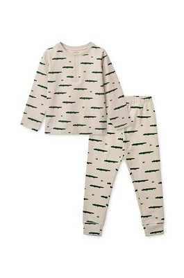 Liewood piżama bawełniana dziecięca kolor beżowy wzorzysta