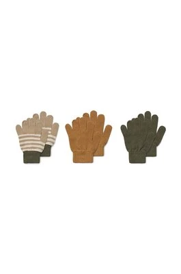 Liewood rękawiczki dziecięce 3-pack kolor brązowy