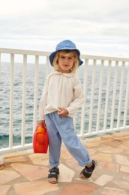 Liewood spodnie bawełniane dziecięce Birger Seersucker Check Pants kolor niebieski wzorzyste