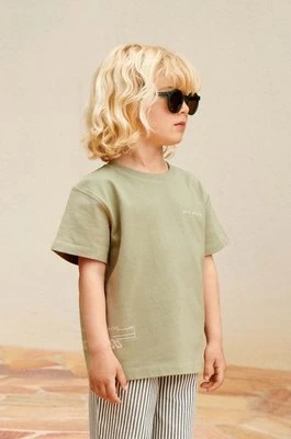 Liewood t-shirt bawełniany dziecięcy Sixten Placement Shortsleeve T-shirt kolor zielony gładki