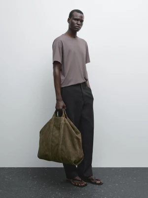 Lightweight 100% Cotton T-Shirt - Bakłażanowy/Oberżynowy - - Massimo Dutti - Male