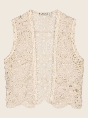 Like Flo Kamizelka dzianinowa "Diana" w kolorze kremowym rozmiar: 98-122