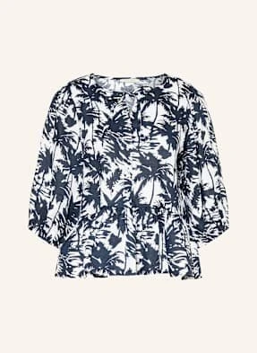 Lilienfels Bluzka Z Lnu Z Rękawami 3/4 I Falbankami blau
