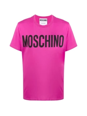 Liliowa Bawełniana Koszulka dla Mężczyzn Moschino