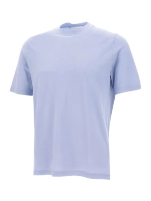 Liliowy Bawełniany T-shirt z Okrągłym Dekoltem Filippo De Laurentiis