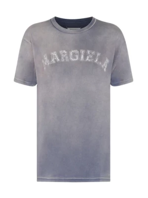 Liliowy Fioletowy T-Shirt z Nadrukiem Logo Maison Margiela