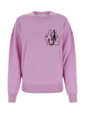 Liliowy sweter z wełny - Stylowy i Wygodny JW Anderson