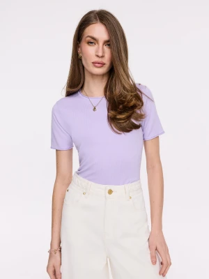 Liliowy sweterek z krótkim rękawem TARANKO