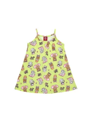 Limonkowa bawełniana sukienka niemowlęca na ramiączka Bee Loop