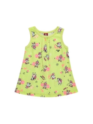 Limonkowa bawełniana sukienka niemowlęca z nadrukiem Bee Loop