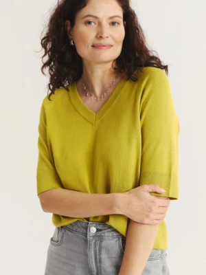 Limonkowy sweter z krótkim rękawem Greenpoint