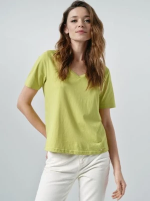 Limonkowy T-shirt damski basic OCHNIK