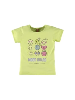 Limonkowy t-shirt dziewczęcy z nadrukiem Up Baby