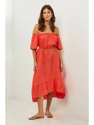 Lin Passion Lniana sukienka w kolorze czerwonym rozmiar: 34/36