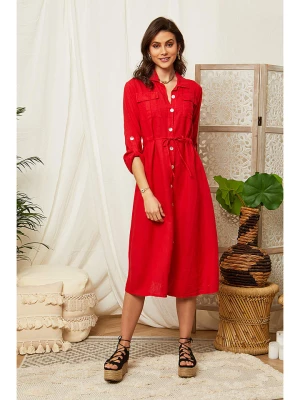 Lin Passion Lniana sukienka w kolorze czerwonym rozmiar: 36/38