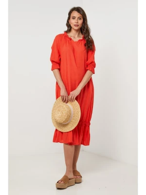 Lin Passion Lniana sukienka w kolorze czerwonym rozmiar: 36/38