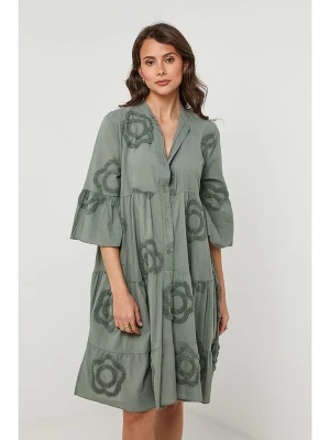 Lin Passion Lniana sukienka w kolorze khaki rozmiar: 38/40