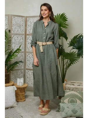 Lin Passion Lniana sukienka w kolorze khaki rozmiar: 40 / 42