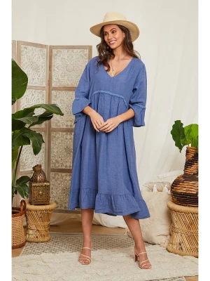 Lin Passion Lniana sukienka w kolorze niebieskim rozmiar: 34/36