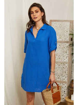 Lin Passion Lniana sukienka w kolorze niebieskim rozmiar: 38/40