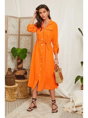 Lin Passion Lniana sukienka w kolorze pomarańczowym rozmiar: 38/40
