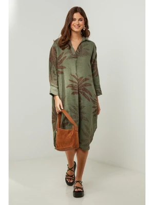 Lin Passion Lniana sukienka w kolorze zielonym rozmiar: 34/36