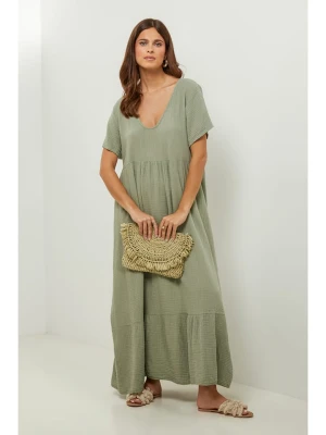 Lin Passion Lniana sukienka w kolorze zielonym rozmiar: 38/40
