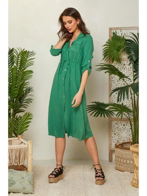 Lin Passion Lniana sukienka w kolorze zielonym rozmiar: 38/40