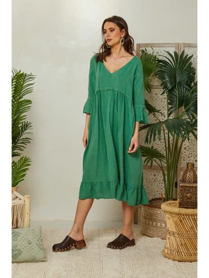 Lin Passion Lniana sukienka w kolorze zielonym rozmiar: 38/40
