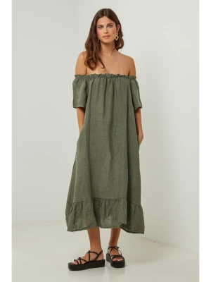 Lin Passion Lniana sukienka w kolorze zielonym rozmiar: 38/40