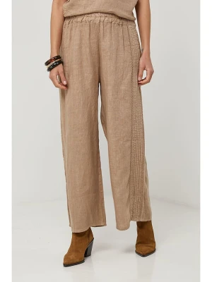 Lin Passion Lniane spodnie w kolorze beżowym rozmiar: 36/38
