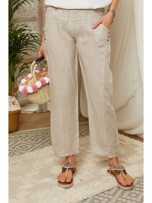 Lin Passion Lniane spodnie w kolorze beżowym rozmiar: 38/40