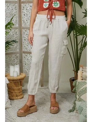 Lin Passion Lniane spodnie w kolorze beżowym rozmiar: 36/38
