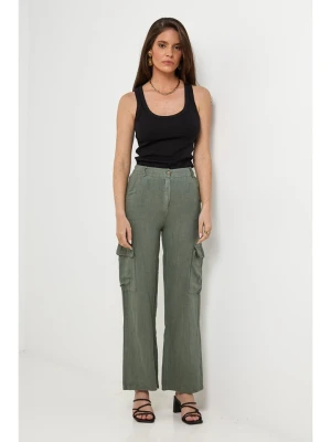 Lin Passion Lniane spodnie w kolorze khaki rozmiar: 34/36