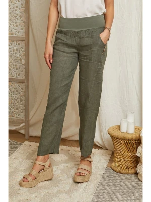 Lin Passion Lniane spodnie w kolorze khaki rozmiar: 34 / 36