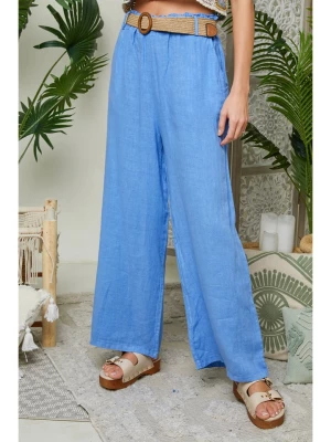 Lin Passion Lniane spodnie w kolorze niebieskim rozmiar: 40/42
