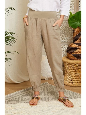 Lin Passion Lniane spodnie w kolorze szarobrązowym rozmiar: 36/38