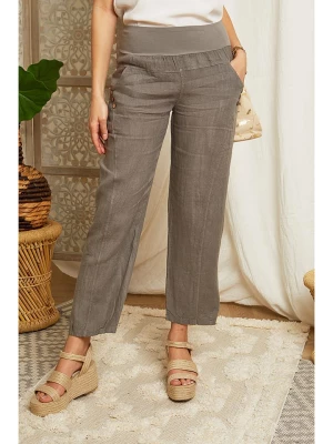 Lin Passion Lniane spodnie w kolorze szarobrązowym rozmiar: 34/36