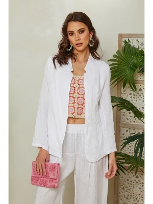 Lin Passion Lniany blezer w kolorze białym rozmiar: 34/36