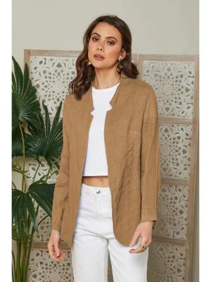 Zdjęcie produktu Lin Passion Lniany blezer w kolorze jasnobrązowym rozmiar: 38/40